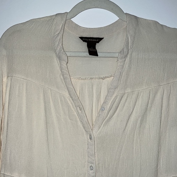 Bit & Bridle Women Ivory 3/4 Sleeve Bohemian Blouse Size M - Picture 3 of 14